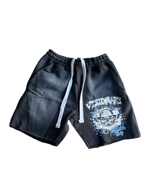 BLUE VISIONARY MEMBER'S ONLY ACID WASH SHORTS